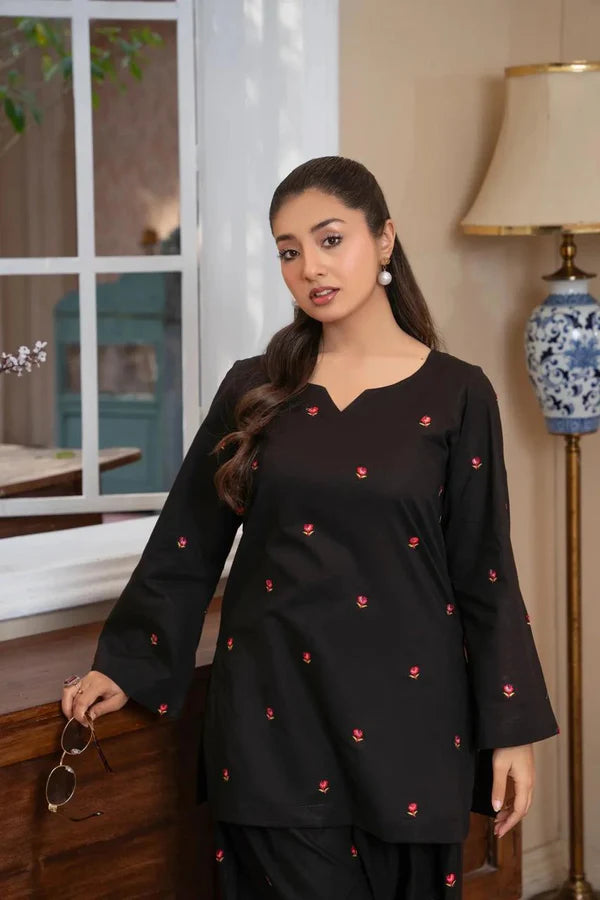Black Floral Lawn 2pc