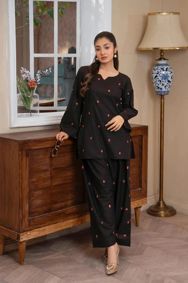 Black Floral Lawn 2pc