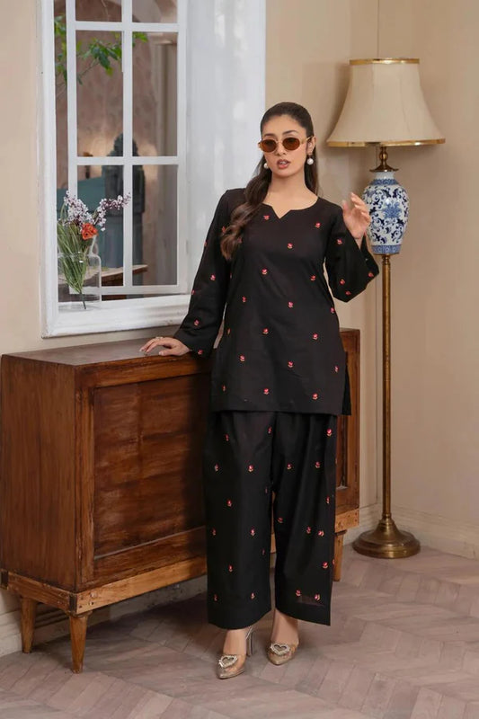 Black Floral Lawn 2pc