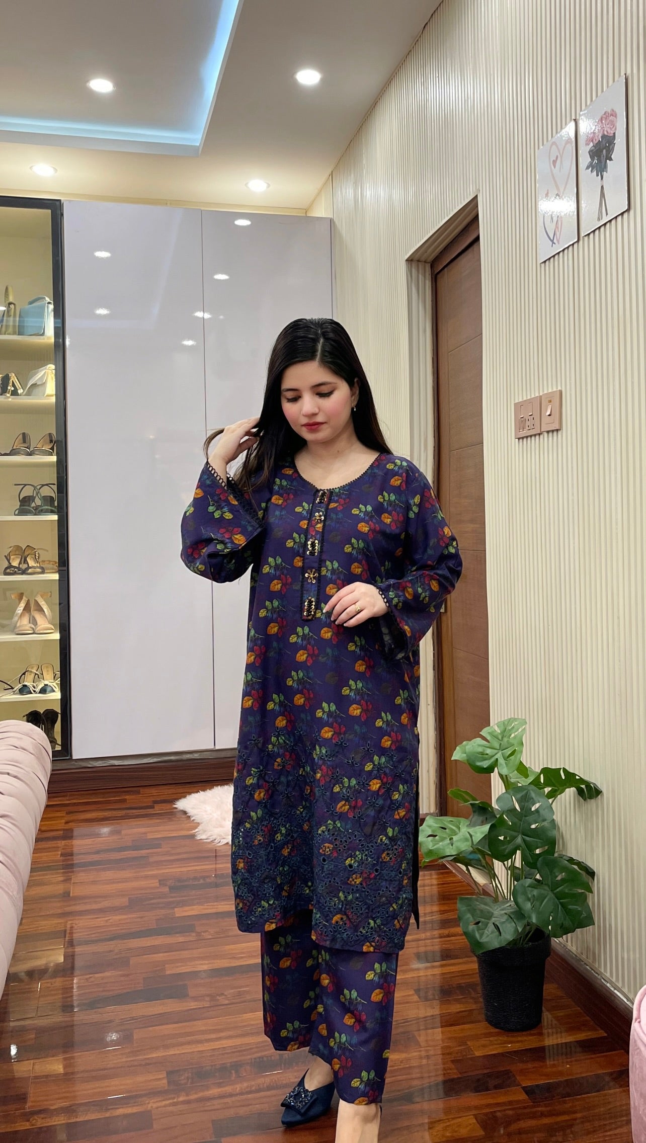 Nureza Embroidered Neck Line 2Pc